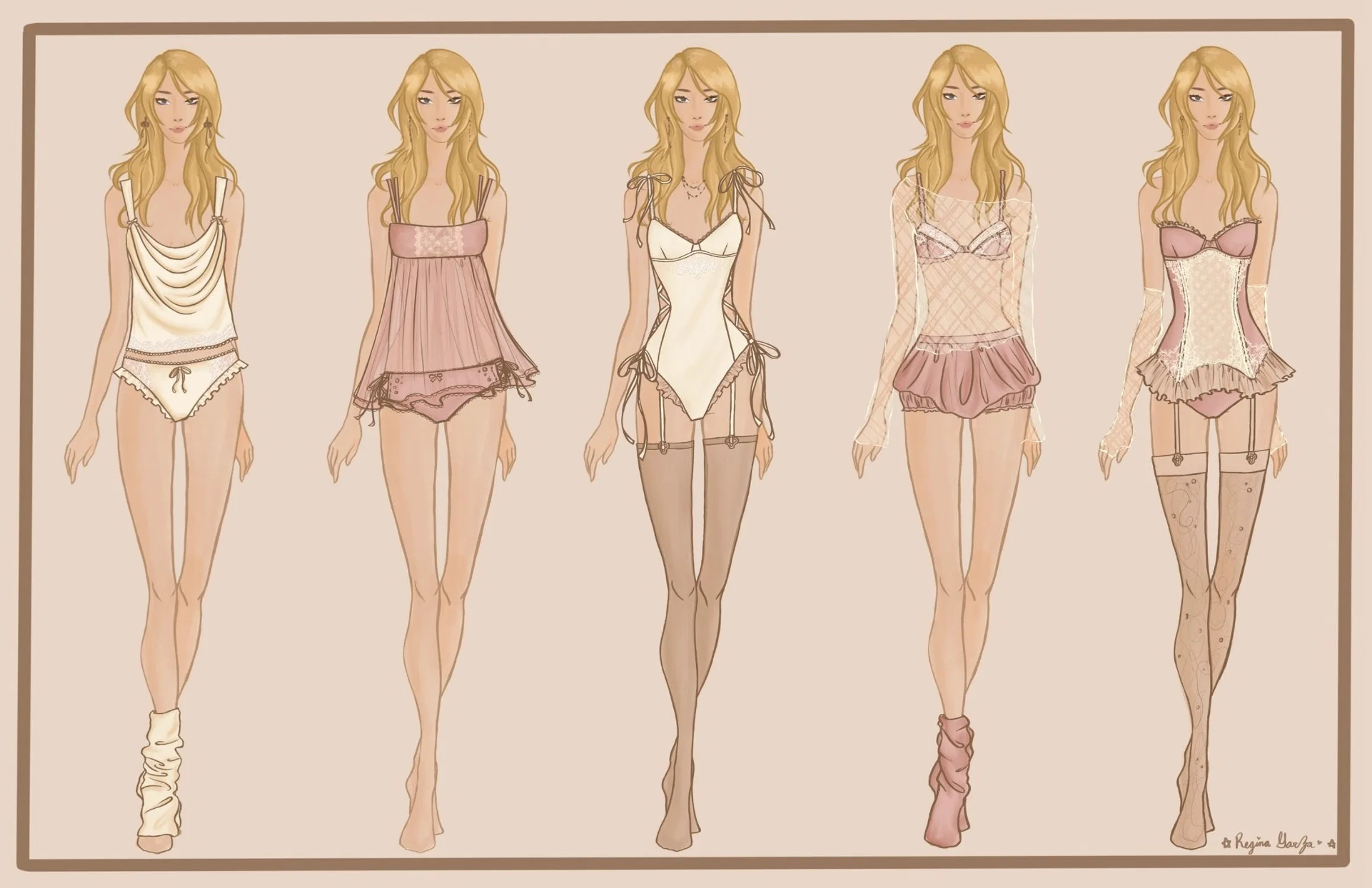 A winter lingerie collection inspired by the softness and structure of ballet. IT features colors of light pink, soft champagne, and blushy nudes with the use of lace and bow notions and ties.