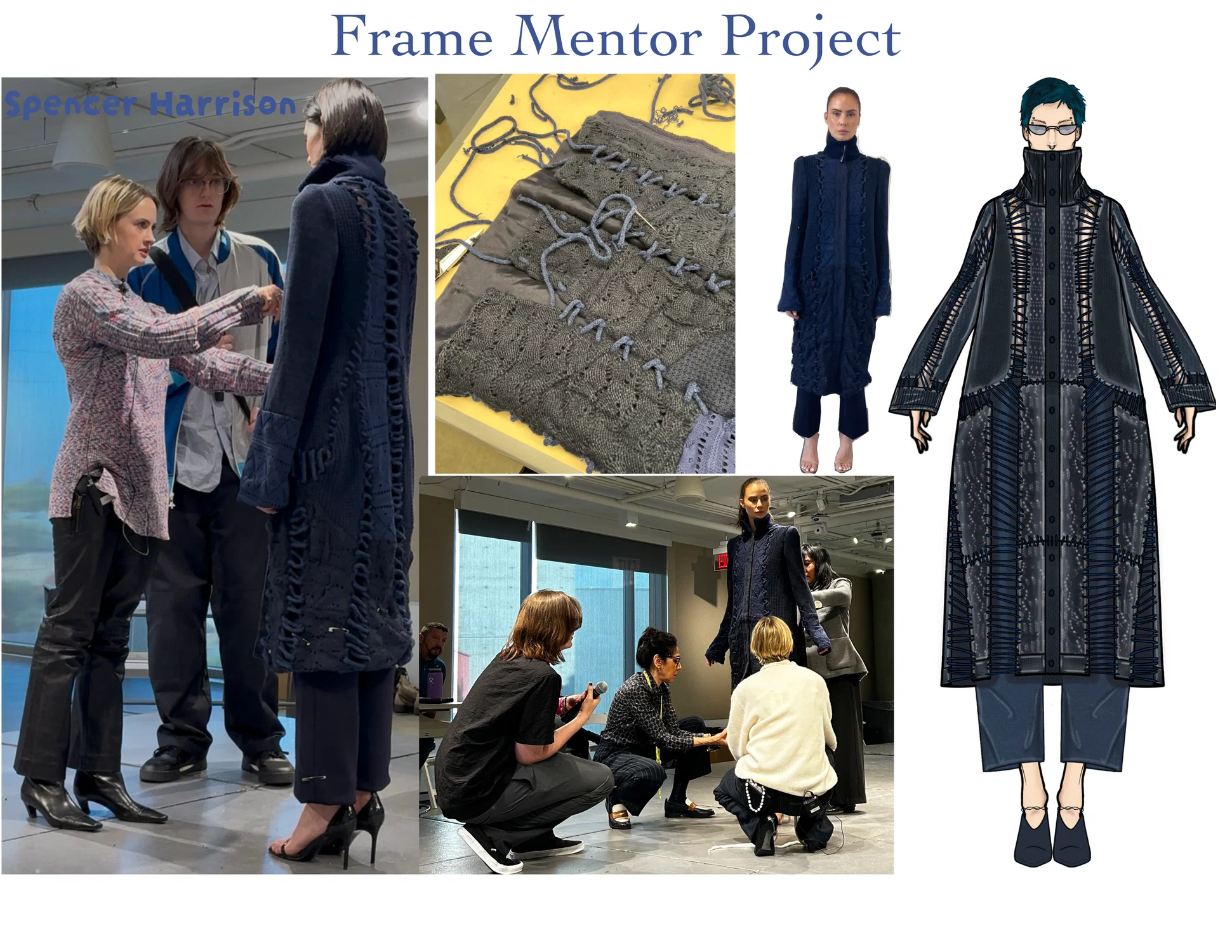 Frame mentorship project. Direction for this project was to upcycle knit wear clothing provided to us from salvation army.