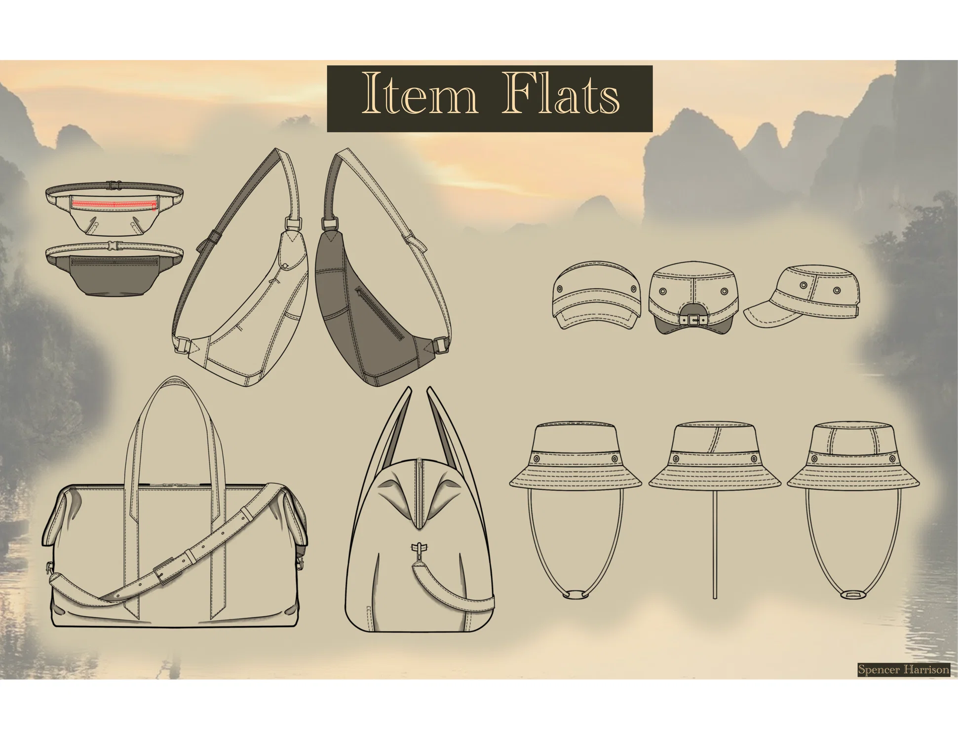 This is a group of item flats from my summer collection in my portfolio.