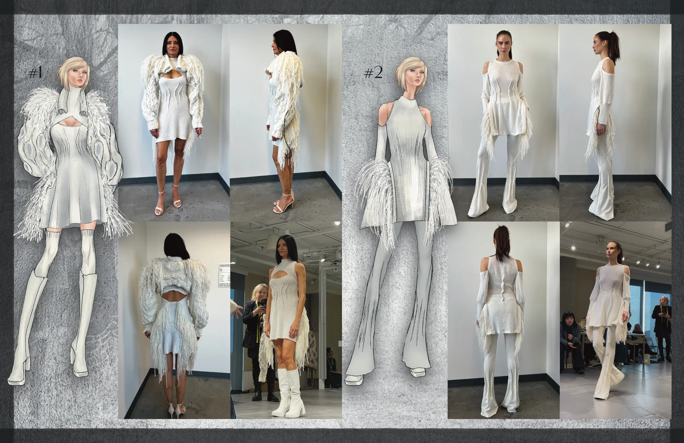 “Winter Willows” is a collection for the Frame X Salvation Army Mentorship. Inspired by snow covered willow trees, this collection repurposes sweaters from Salvation Army into runway-ready sophisticated garments. This featured the Skye’s 2 winning looks for the Frame mentorship project.