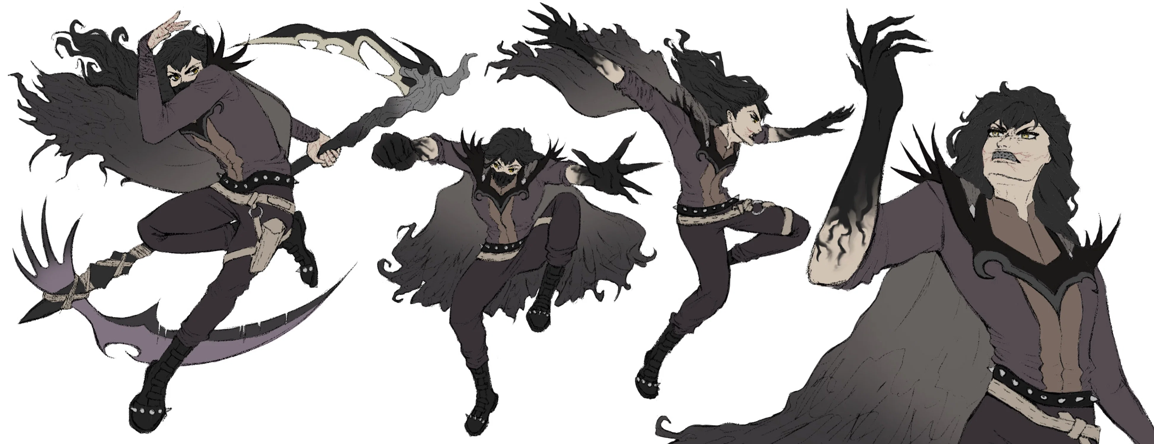 Four action poses for the original fantasy character "Dacre"