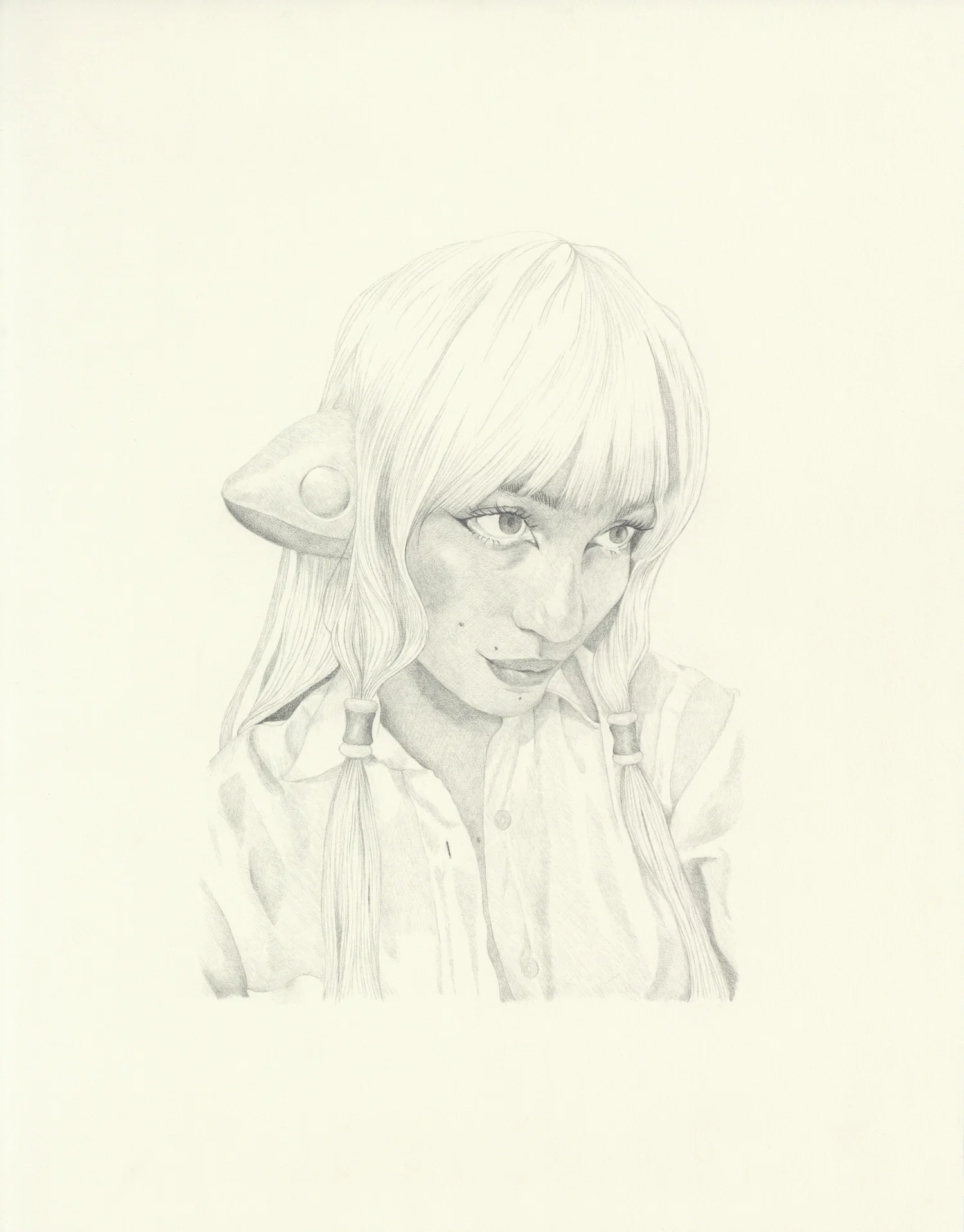 Programmed to love, 2025. Graphite on paper. 14 x 11 inches.
