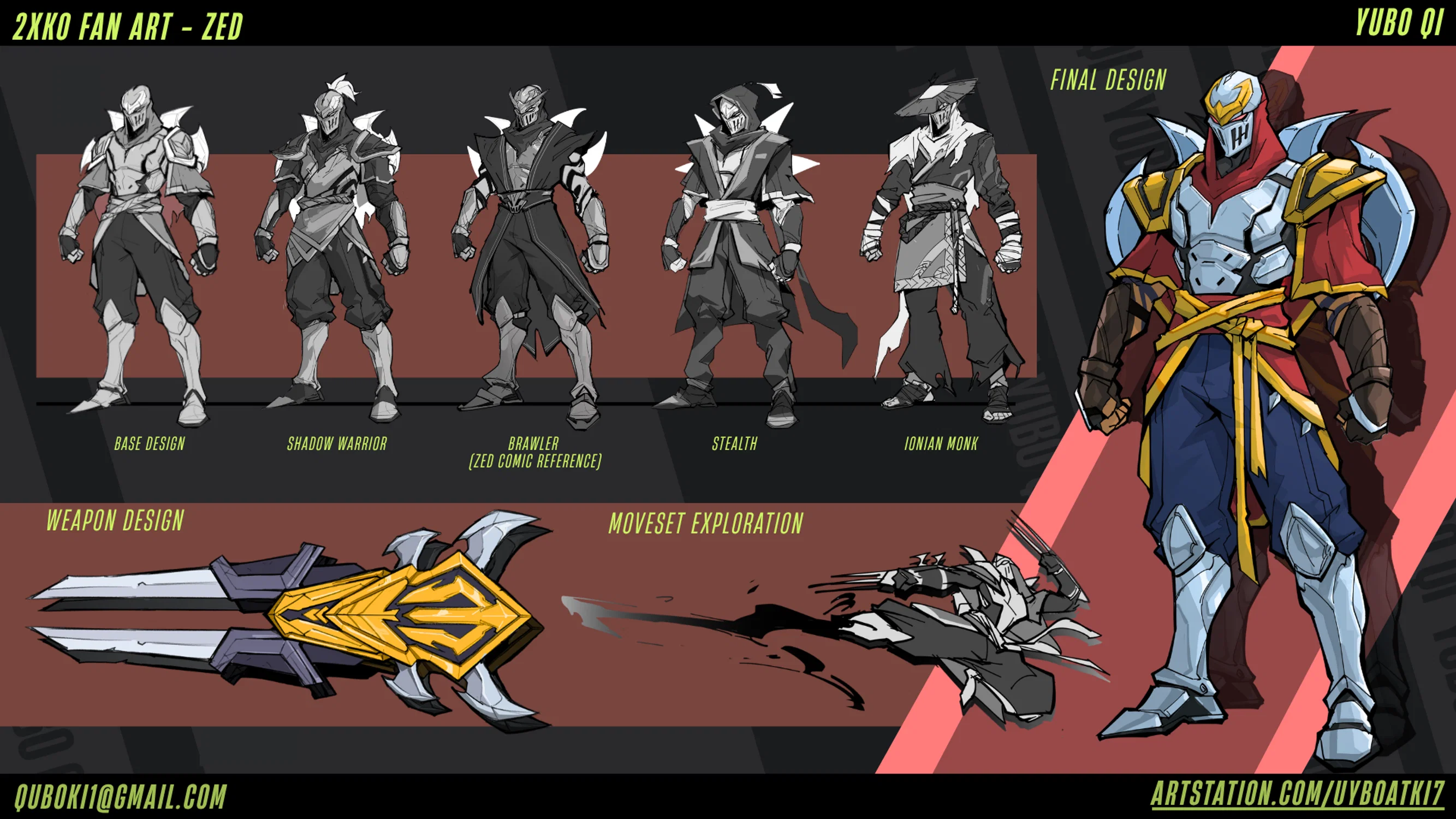 A fan-champion idea for 2XKO, a page for Zed.