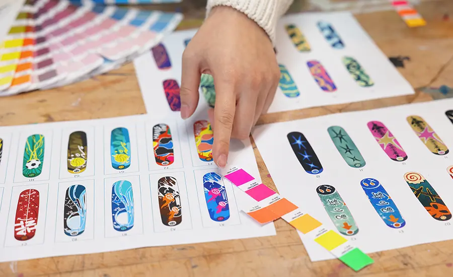Students working on bandage designs