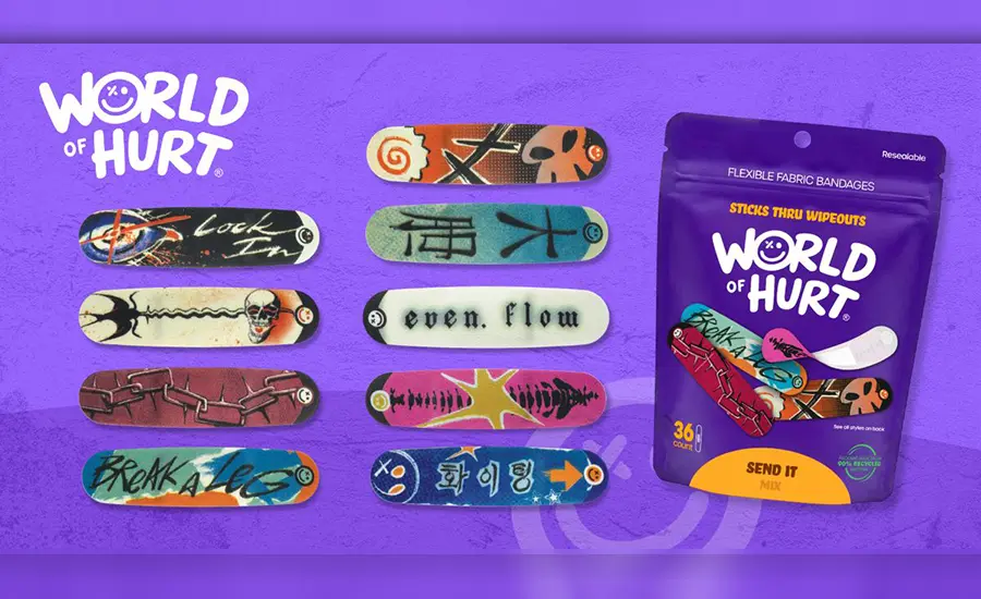 Packaging and branding for World of Hurt bandages