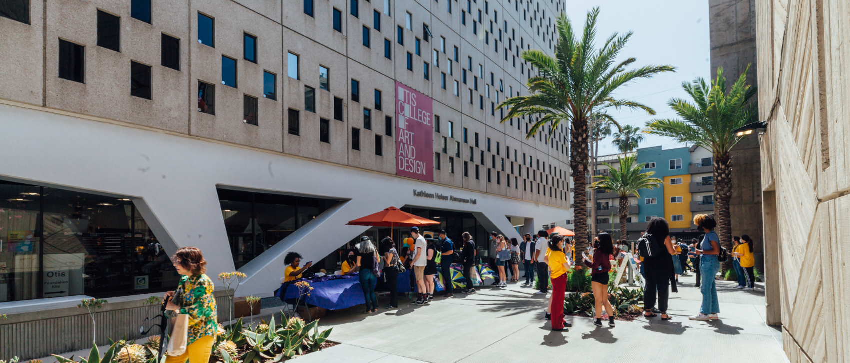 Admissions event outside Ahmanson Hall