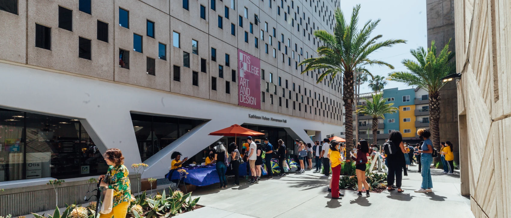 Admissions event outside Ahmanson Hall