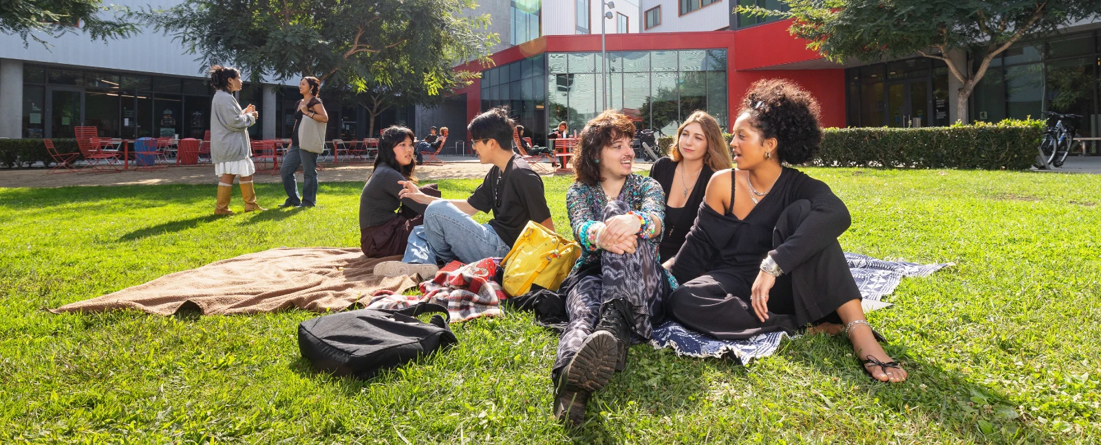 Students attending an event outside of Otis Residence Hall