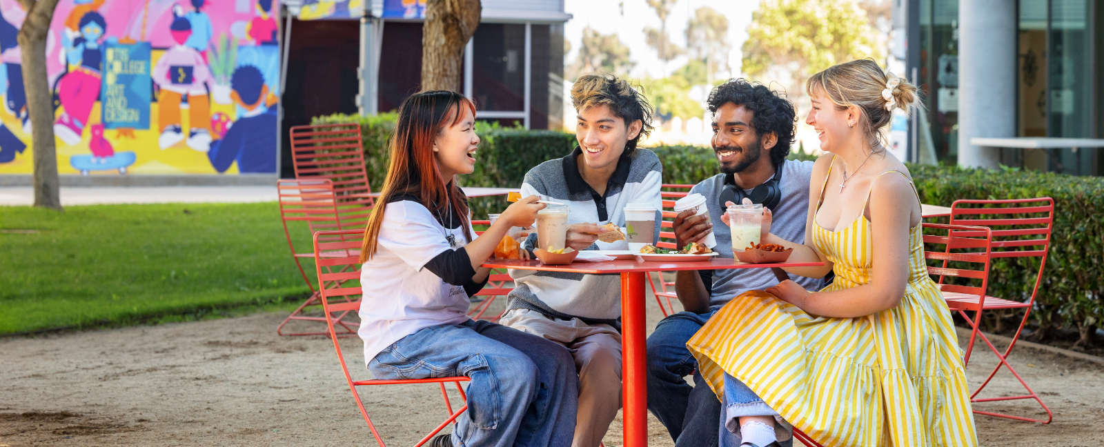 Wide angle view of campus commons