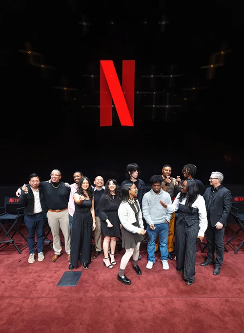 Student presenting work at Netflix X Otis