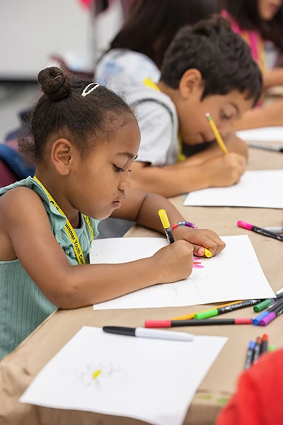 Young students working