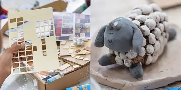 Student Working on Diorama