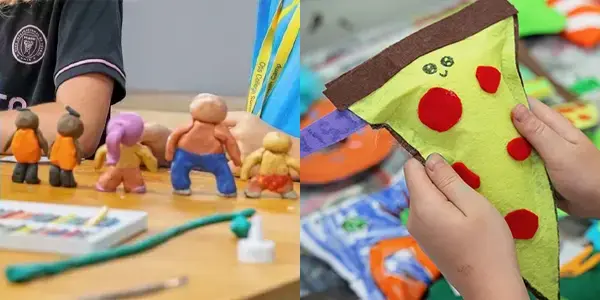 student making a stuffed character