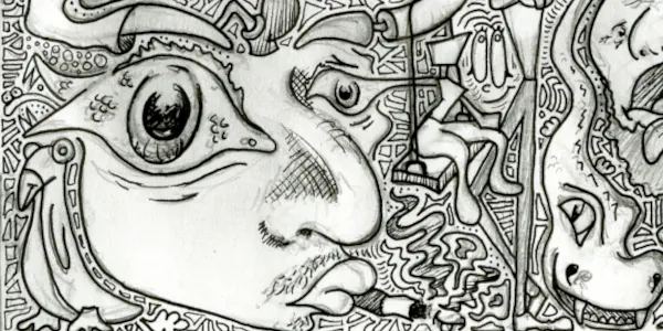 Drawing with several caracture-like images
