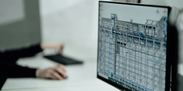 Computer screen with gesign for a building facade