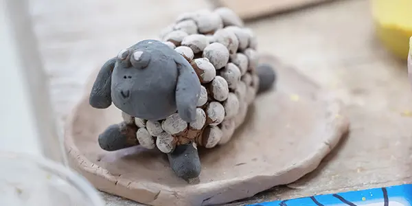 painted sculpture of a sheep