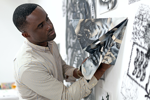 Student working on fashion project