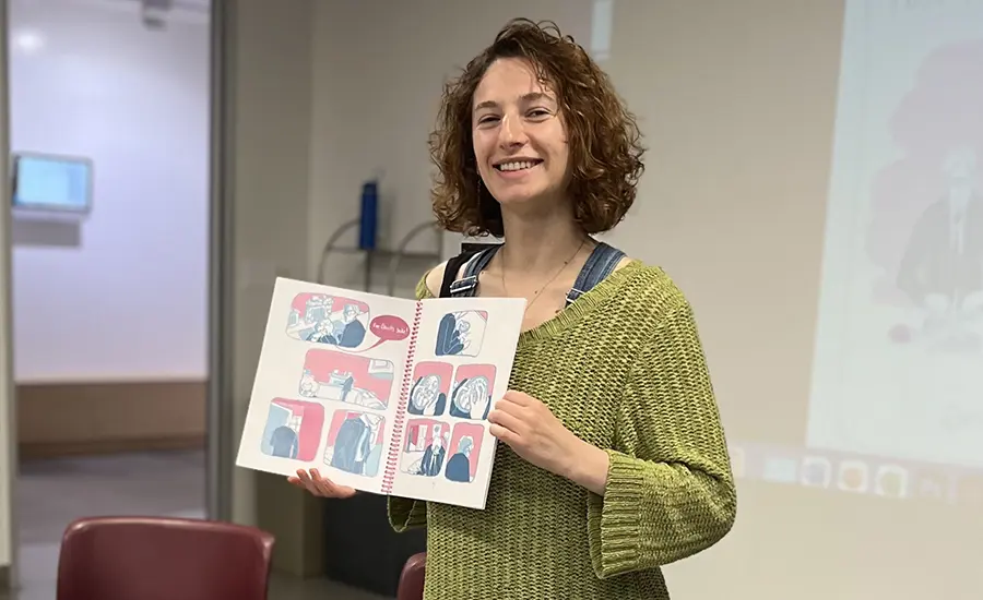 Student showing written work