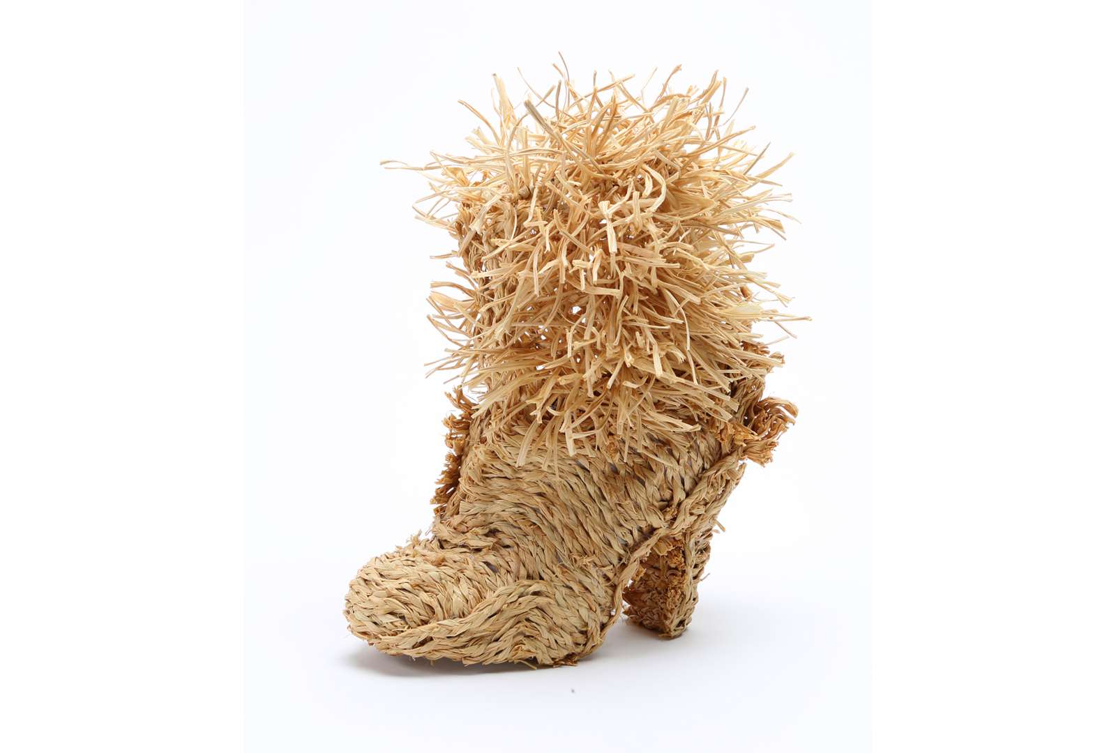 Woven Straw Heeled Boot
