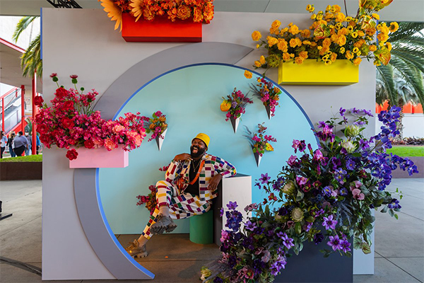 Maurice Harris in one of his floral environments