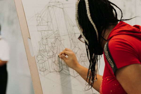 Student in a Foundation Drawing class