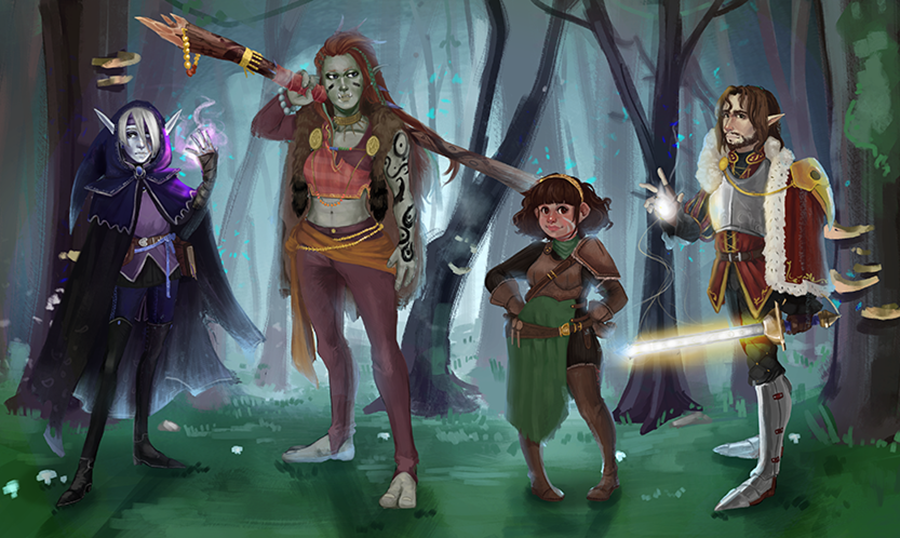 “Four Characters Standing in the Forest”