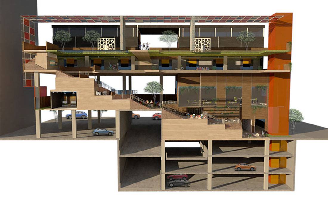 Studio 5: Architecture - Elementary School, Longitudinal Section Perspective