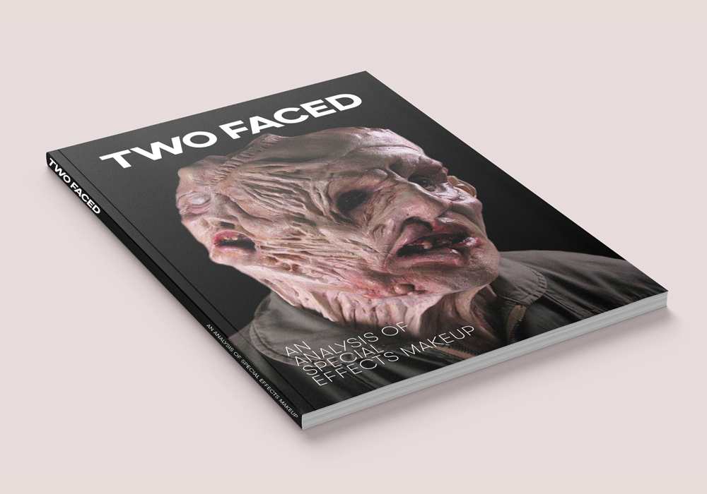 A publication dedicated to the history, evolution, and impact special effects makeup has had on the motion picture industry. SFX Monster Special Effects Makeup Horror Gore Publication book Otis Book Photoshop Cuba Oaks Graphic Design Los Angeles Two Faced