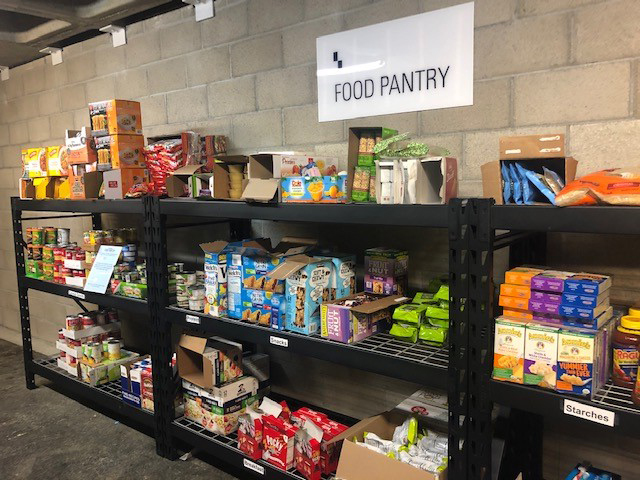 Shelves of Food at the Food Pantry