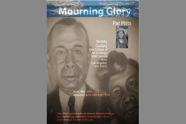 Flyer for Pat Pits Bolsky Gallery exhibition Mourning Glory