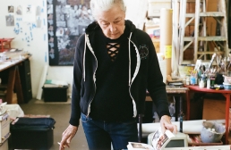 Carole Caroompas in her studio