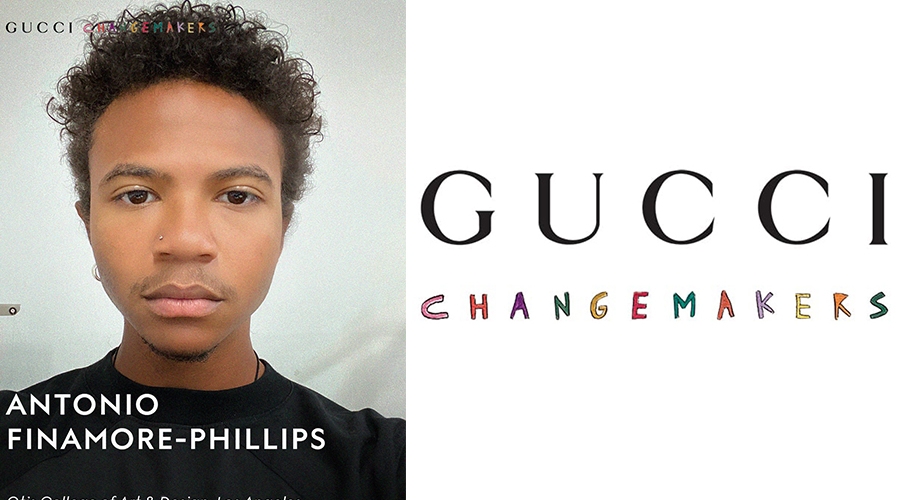 Gucci Changemakers award recipient Antonio Finamore-Phillips (’23 Fashion Design)