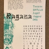 The name translating to “Witch” (from Lithuanian), Ragana, is a custom display font inspired by bad tattoos and metal album lettering. Pictured is a Riso print type specimen.