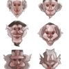 Six ideations of monkey faces.