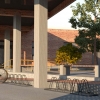 Perloff Hall Courtyard rendering, showing the entrance to the courtyard.