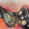 Colorful abstract woman figure, lying down. 